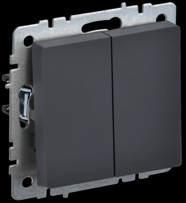 Выключатель 2-клавишный IEK BRITE BR-V20-0-10-K53 (графит)