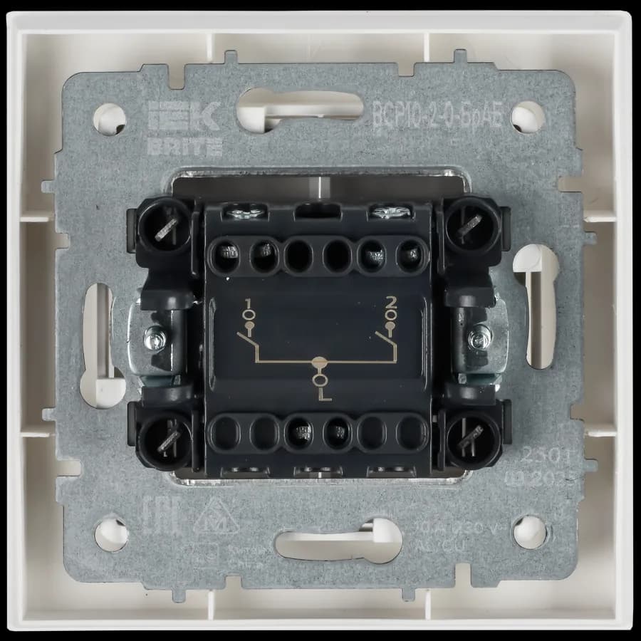 Выключатель 2-клавишный IEK BRITE BR-V20-0-10-K91-F (белый арктический), фото 4