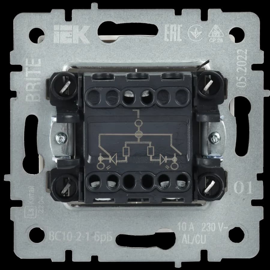 Выключатель 2-клавишный с подсветкой IEK BRITE BR-V20-1-10-K01 (белый), фото 4