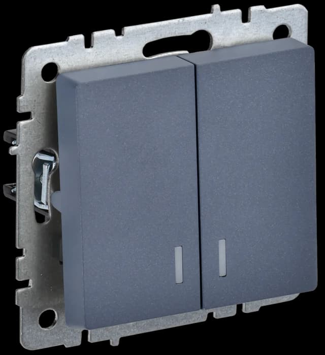 Выключатель 2-клавишный с подсветкой IEK BRITE BR-V20-1-10-K35 (маренго)