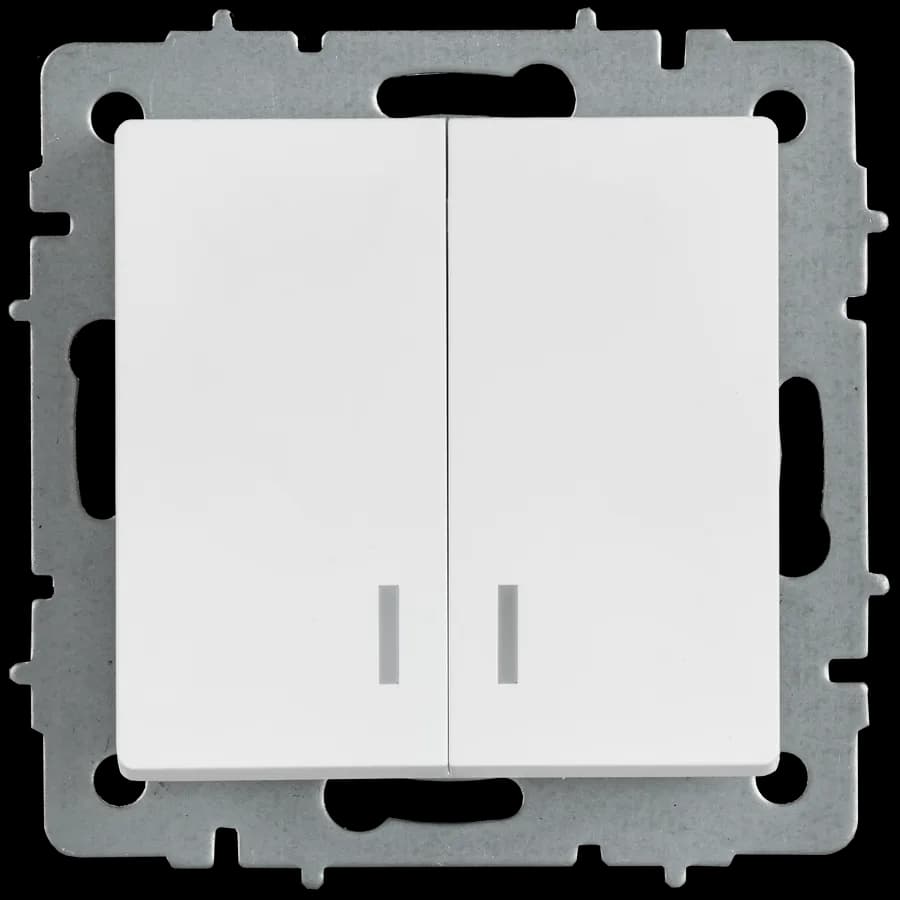 Выключатель 2-клавишный с подсветкой IEK BRITE BR-V20-1-10-K91 (белый арктический), фото 3