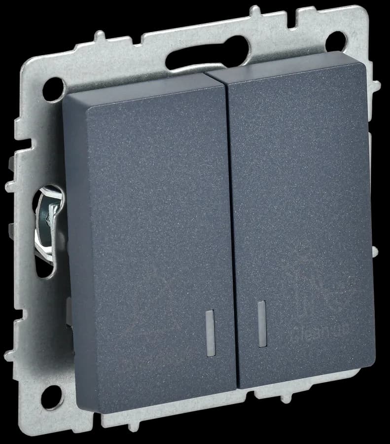 Выключатель 2-клавишный с подсветкой IEK BRITE BR-V20-2-10-K35 (маренго)