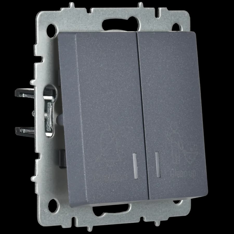 Выключатель 2-клавишный с подсветкой IEK BRITE BR-V20-2-10-K35 (маренго), фото 4