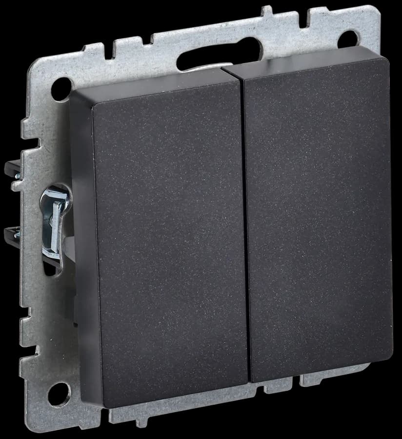 Выключатель 2-клавишный проходной IEK BRITE BR-V22-0-10-K02 (черный)