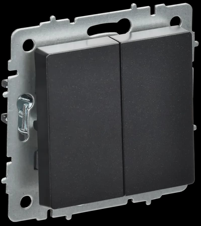 Выключатель 2-клавишный перекрестный IEK BRITE BR-V23-0-10-K02 (черный)