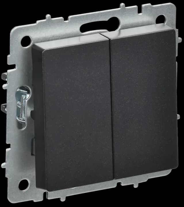 Выключатель 2-клавишный перекрестный IEK BRITE BR-V23-0-10-K02 (черный)