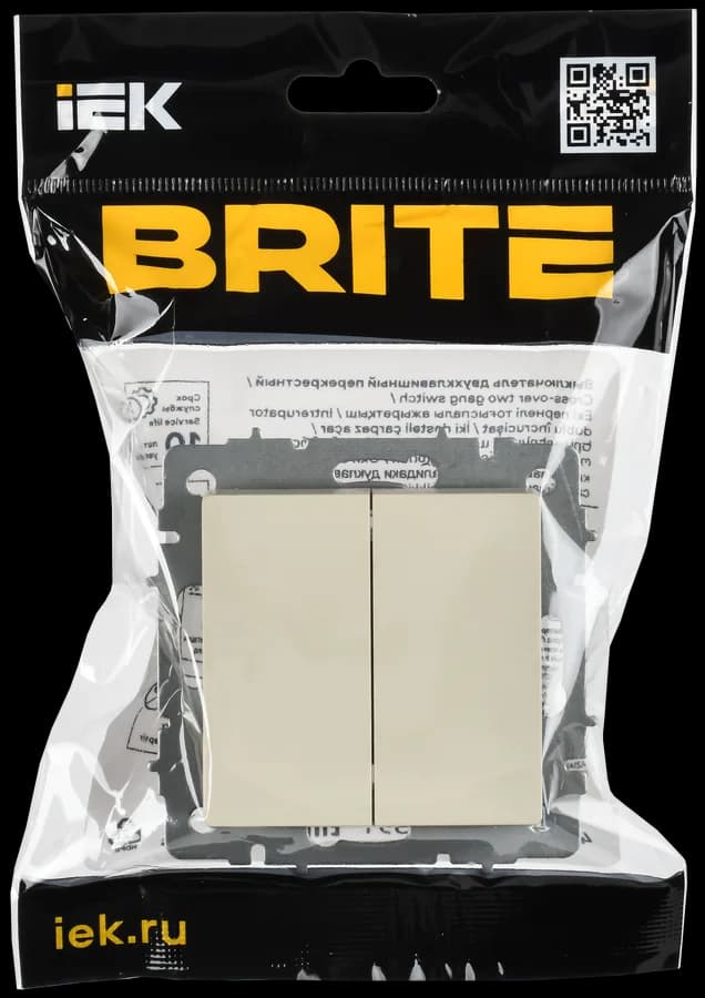 Выключатель 2-клавишный перекрестный IEK BRITE BR-V23-0-10-K10 (бежевый), фото 2