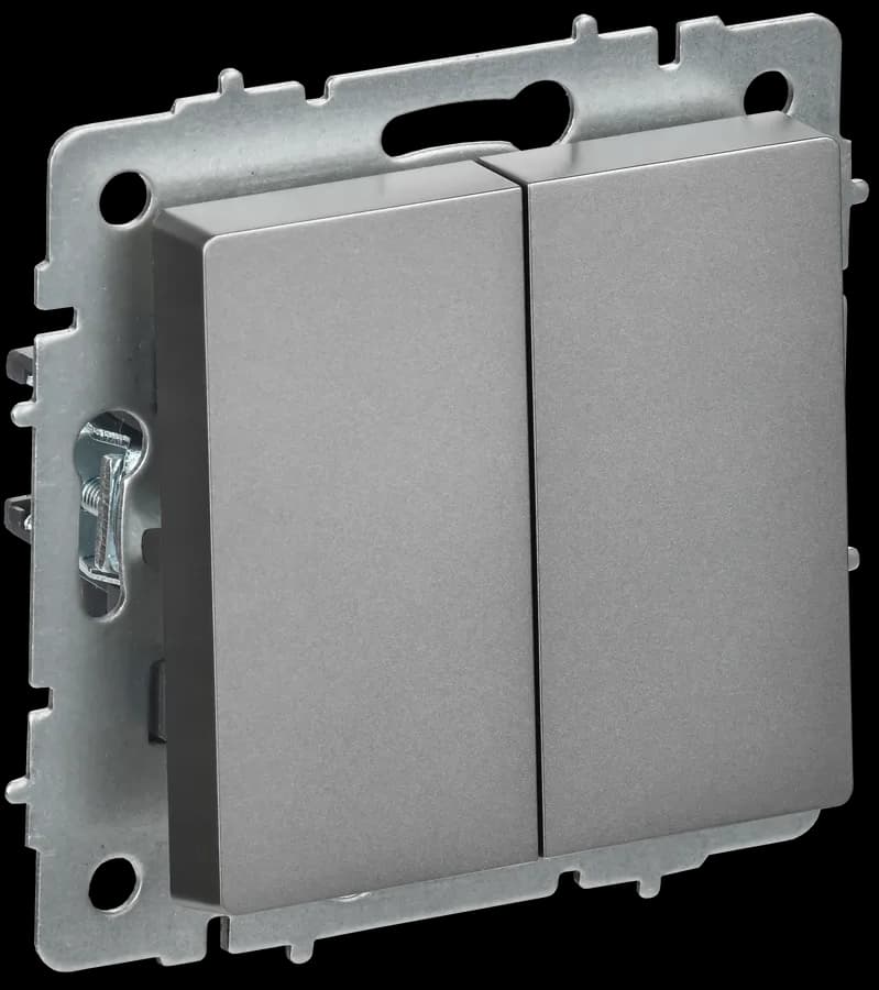 Выключатель 2-клавишный перекрестный IEK BRITE BR-V23-0-10-K46 (сталь)