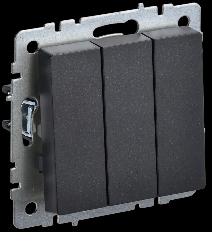 Выключатель 3-клавишный IEK BRITE BR-V30-0-10-K02 (черный)