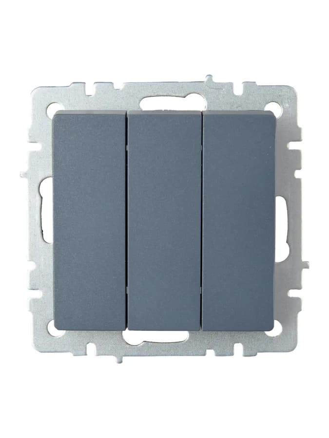 Выключатель 3-клавишный IEK BRITE BR-V30-0-10-K35 (маренго), фото 2