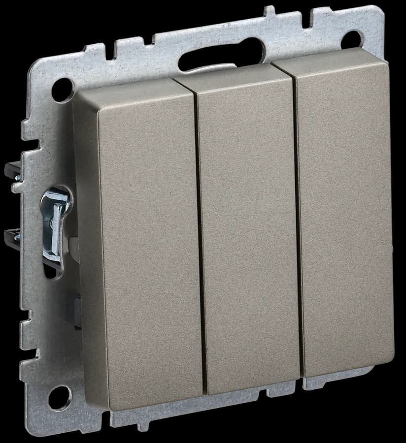 Выключатель 3-клавишный IEK BRITE BR-V30-0-10-K37 (шампань)