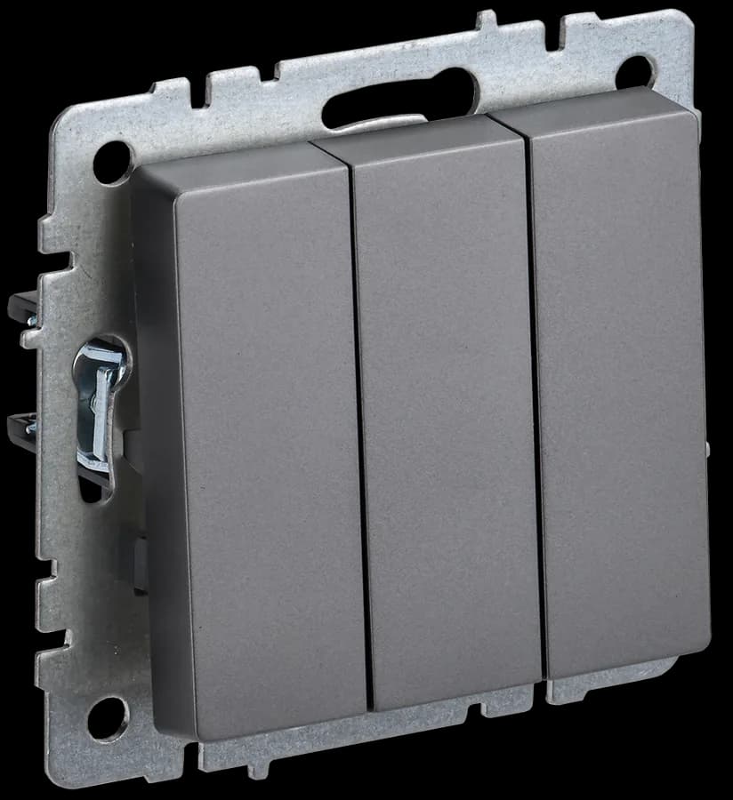Выключатель 3-клавишный IEK BRITE BR-V30-0-10-K46 (сталь)