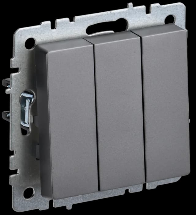 Выключатель 3-клавишный IEK BRITE BR-V30-0-10-K46 (сталь)