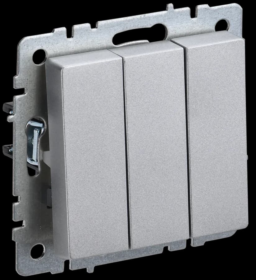 Выключатель 3-клавишный IEK BRITE BR-V30-0-10-K47 (алюминий)
