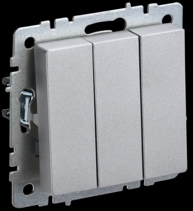 Выключатель 3-клавишный IEK BRITE BR-V30-0-10-K47 (алюминий)
