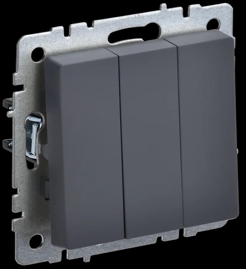 Выключатель 3-клавишный IEK BRITE BR-V30-0-10-K53 (графит)
