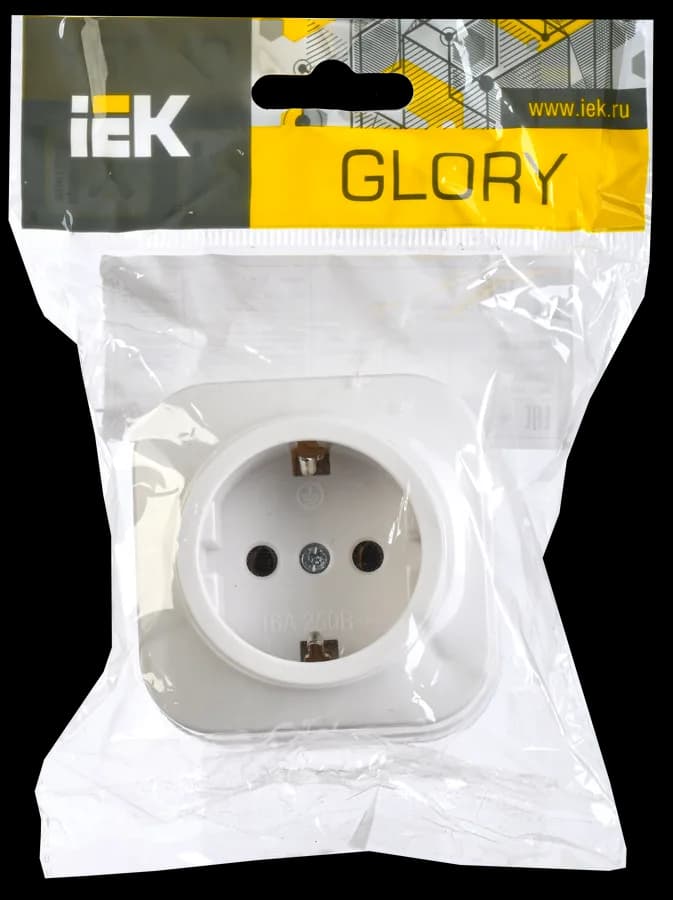 Розетка с заземлением IEK GLORY ERH11-K01-16 (белый), фото 2
