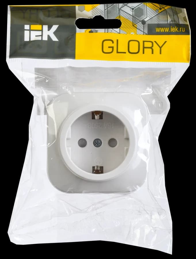 Розетка с заземлением и защитными шторками IEK GLORY ERH14-K01-16 (белый), фото 2