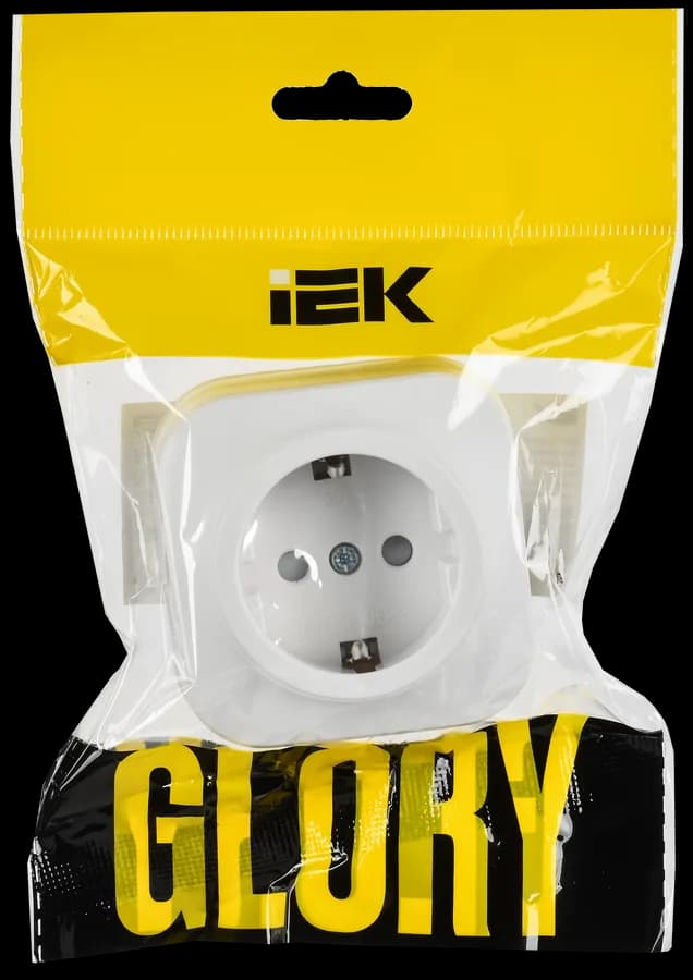 Розетка с заземлением и защитными шторками IEK GLORY ERH14-K01M-16 (белый), фото 2