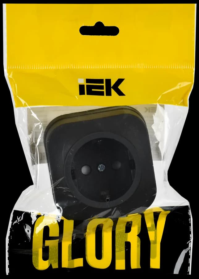 Розетка с заземлением и защитными шторками IEK GLORY ERH14-K02M-16 (черный), фото 2