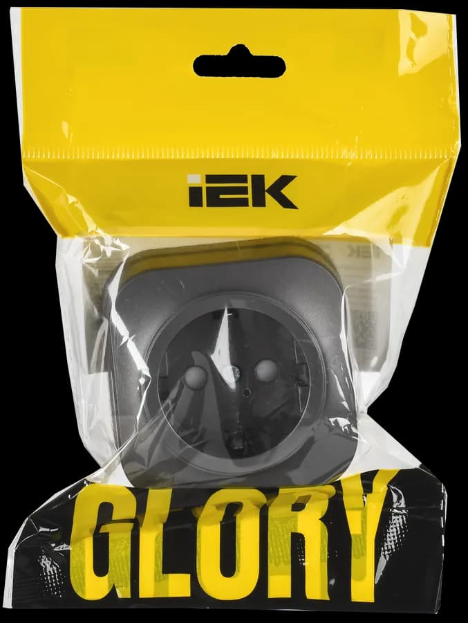Розетка с заземлением и защитными шторками IEK GLORY ERH14-K46M-16 (сталь), фото 2