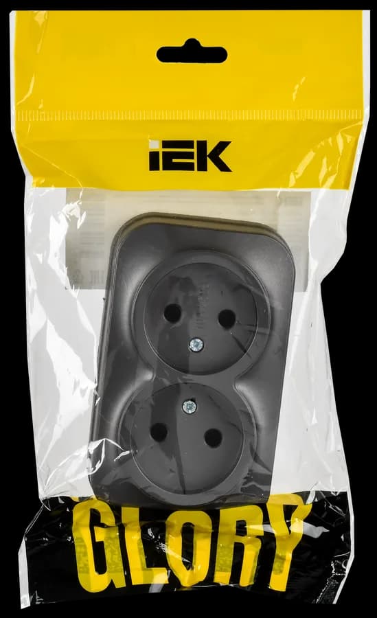 Розетка двойная без заземления IEK GLORY ERH20-K46M-10 (сталь), фото 2