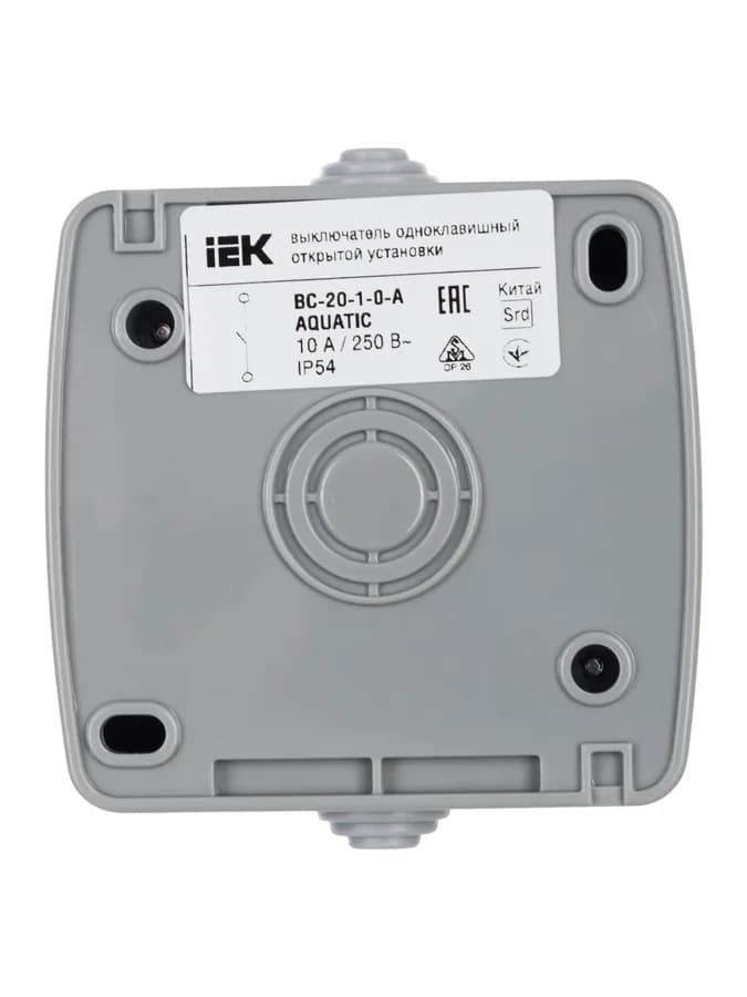 Выключатель 1-клавишный наружный IEK EVA10-K03-10-54 (серый), фото 3