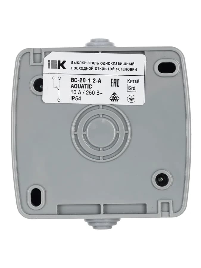 Выключатель 1-клавишный проходной наружный IEK EVA12-K03-10-54 (серый), фото 4