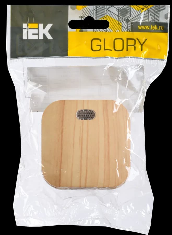 Выключатель 1-клавишный с подсветкой IEK GLORY EVH11-K34-10 (сосна), фото 2