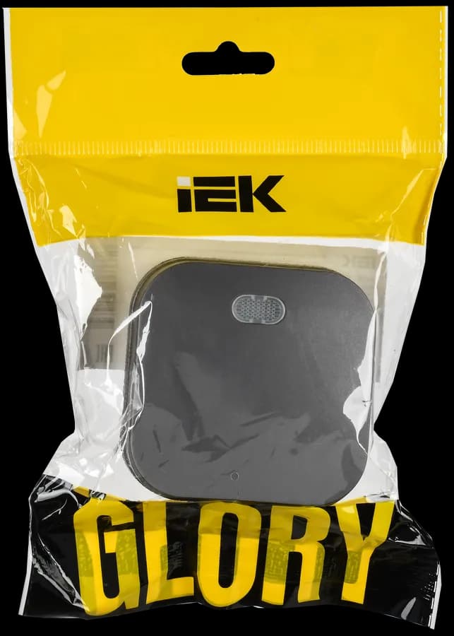 Выключатель 1-клавишный с подсветкой IEK GLORY EVH11-K46M-10 (сталь), фото 2