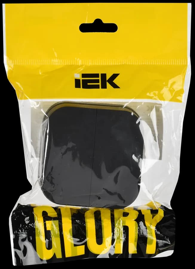 Выключатель 2-клавишный IEK GLORY EVH20-K02M-10 (черный), фото 2