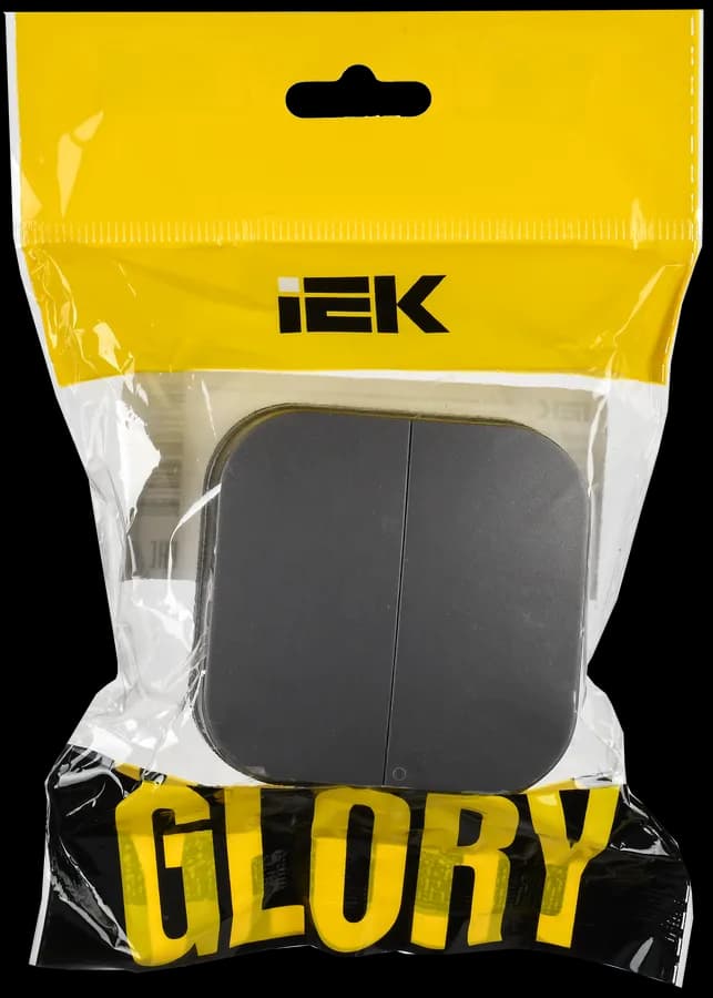 Выключатель 2-клавишный IEK GLORY EVH20-K46M-10 (сталь), фото 2