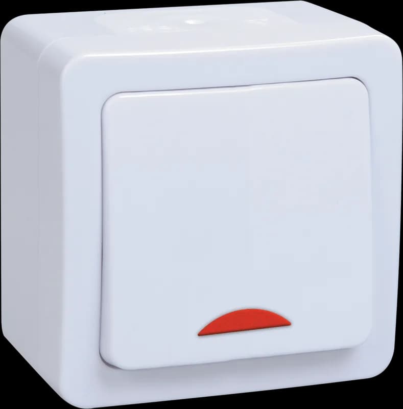 Выключатель 1-клавишный с подсветкой наружный IEK EVMP11-K01-10-54-EC (белый)
