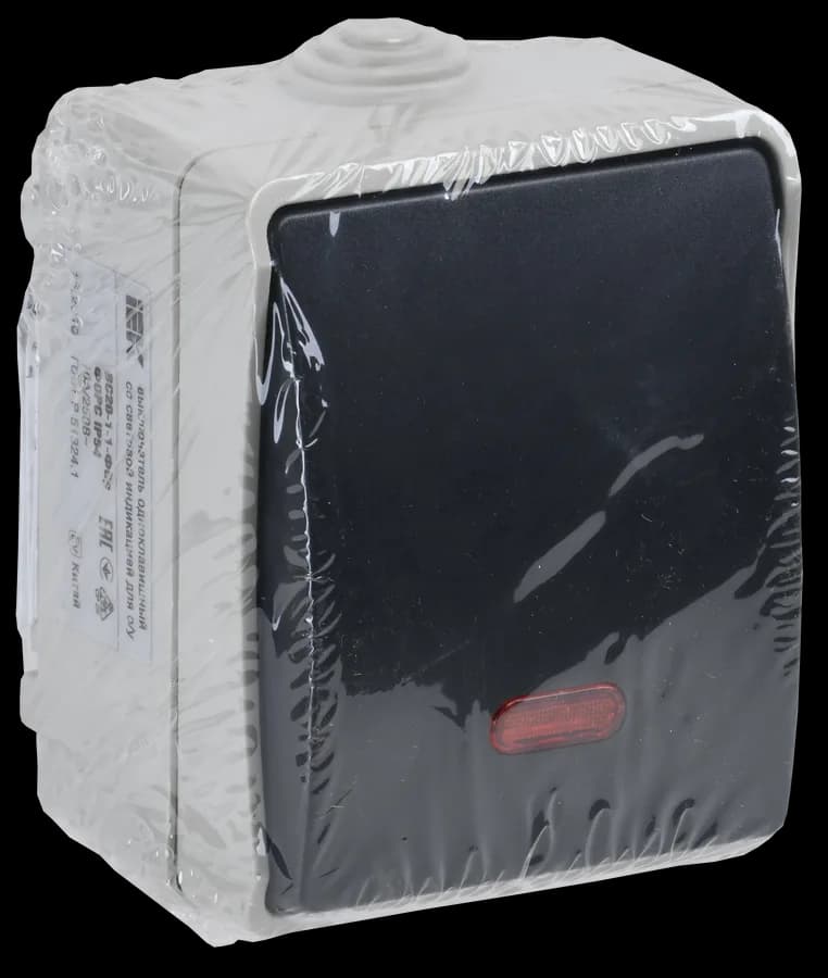 Выключатель 1-клавишный проходной с подсветкой наружный IEK EVS11-K03-10-54-DC (серый), фото 2