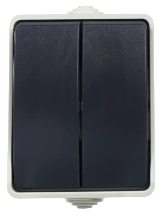 Выключатель 2-клавишный наружный IEK EVS20-K03-10-54-DC (серый), фото 2