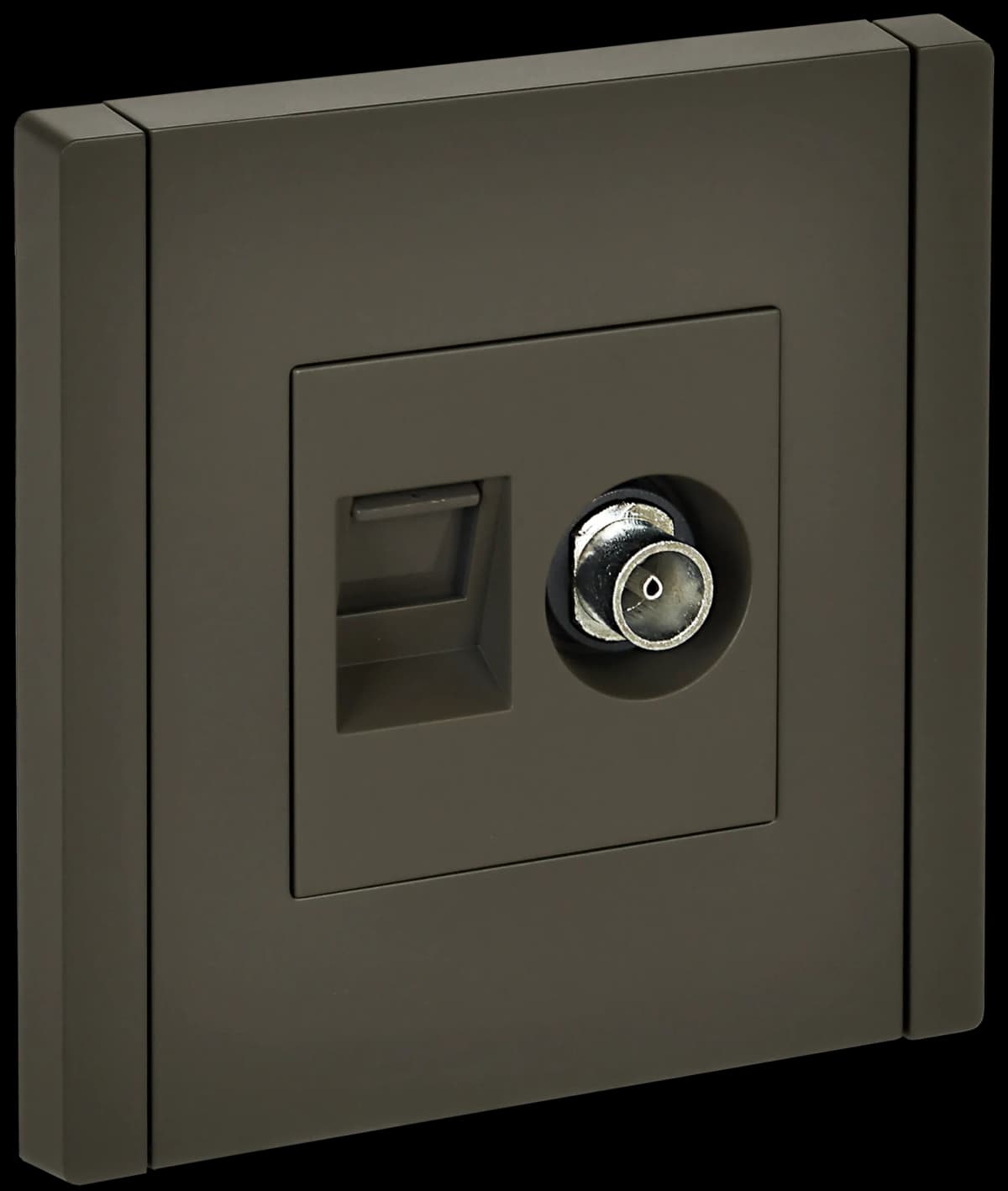 Розетка двойная TV + компьютерная с рамкой IEK FORTE&PIANO FP-AK20-1-K03 (серый)