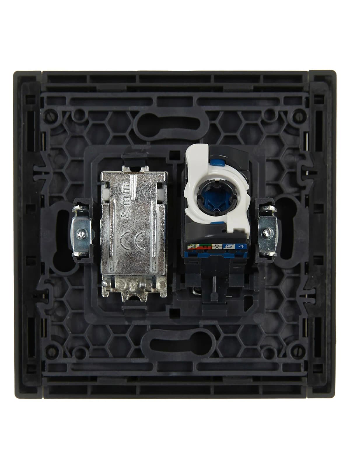 Розетка двойная TV + компьютерная с рамкой IEK FORTE&PIANO FP-AK20-2-K03 (серый), фото 4