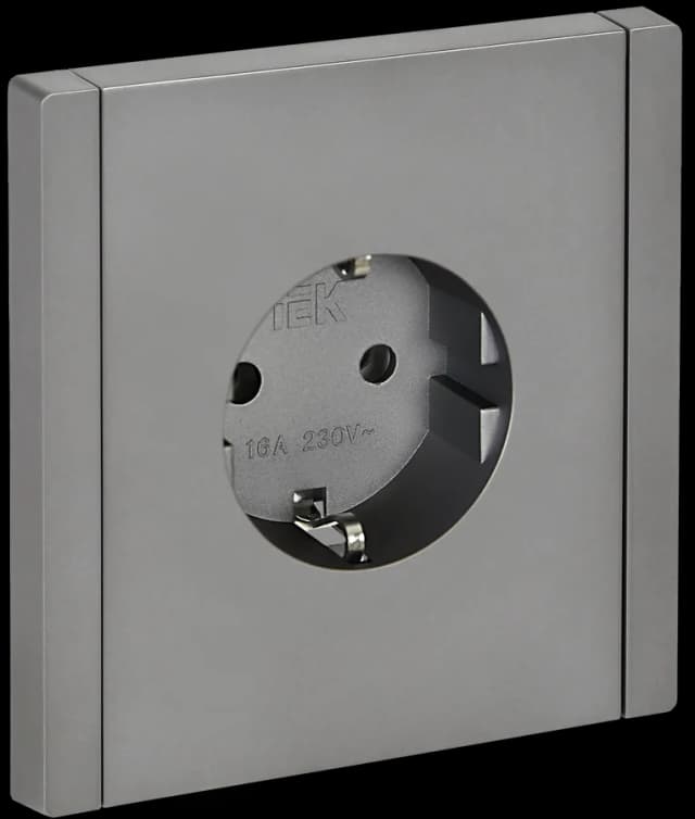 Розетка с заземлением IEK FORTE&PIANO FP-R11-16-K46 (сталь)