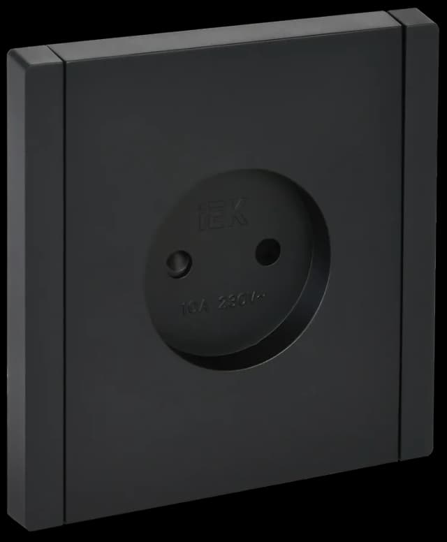 Розетка без заземления с защитными шторками IEK FORTE&PIANO FP-R13-10-K02 (черный)