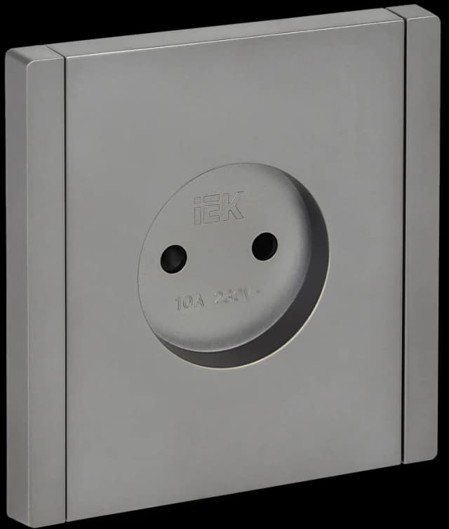 Розетка без заземления с защитными шторками IEK FORTE&PIANO FP-R13-10-K46 (сталь)