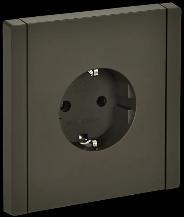 Розетка с заземлением и защитными шторками IEK FORTE&PIANO FP-R14-16-1-K03 (серый)