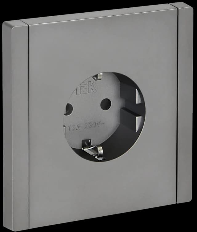 Розетка с заземлением и защитными шторками IEK FORTE&PIANO FP-R14-16-1-K46 (сталь)