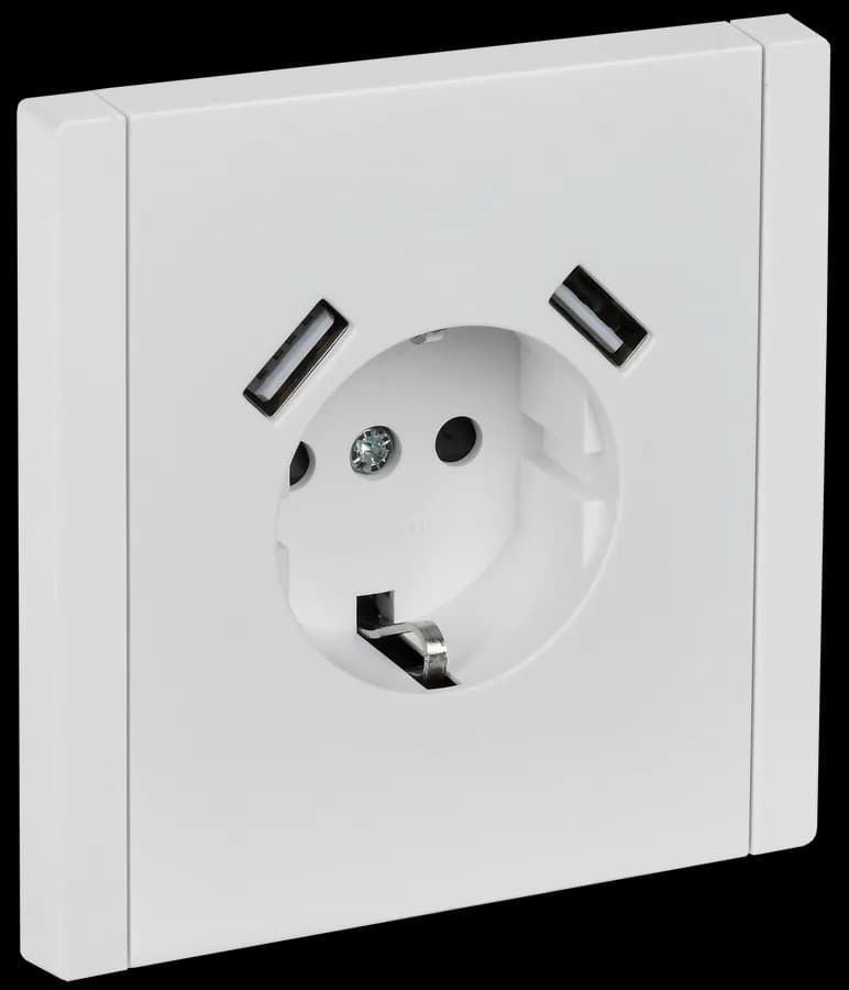 Розетка USB с заземлением и защитными шторками IEK FORTE&PIANO FP-R14-16-U21-D31-K01 (белый)
