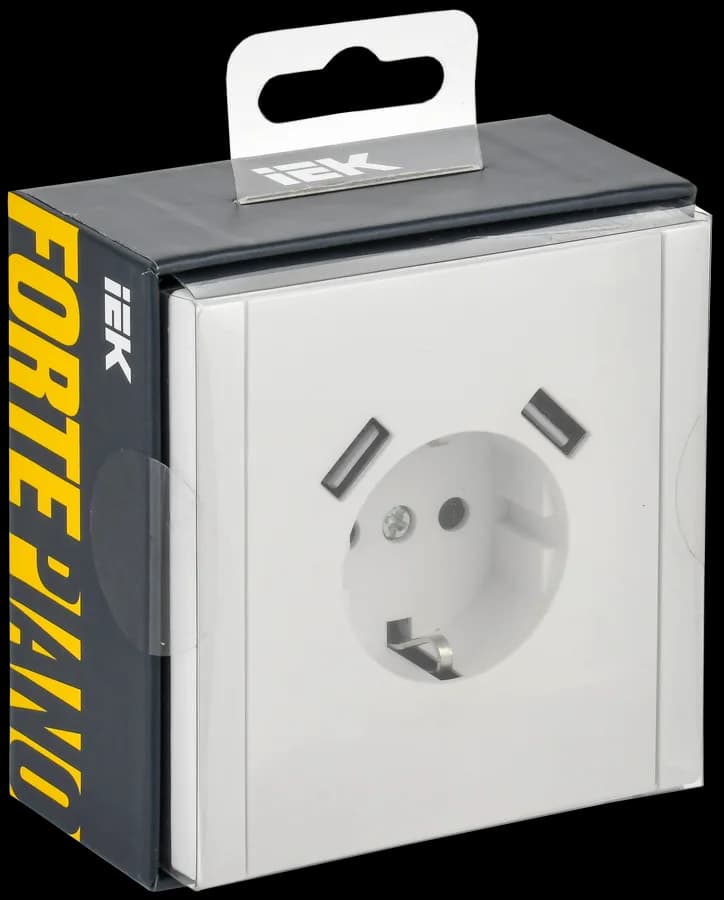 Розетка USB с заземлением и защитными шторками IEK FORTE&PIANO FP-R14-16-U21-D31-K01 (белый), фото 2