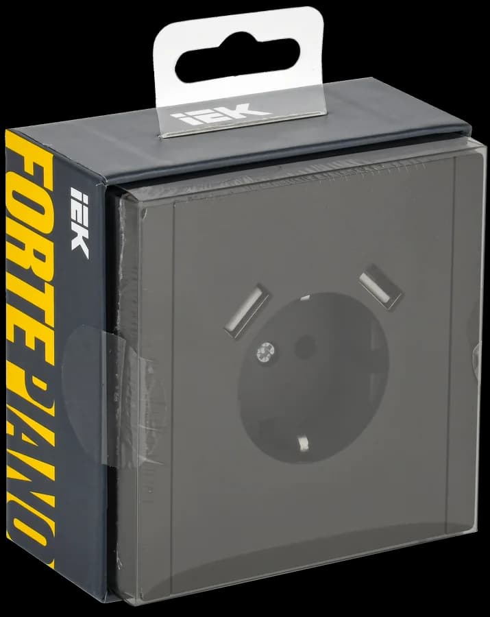 Розетка USB с заземлением и защитными шторками IEK FORTE&PIANO FP-R14-16-U21-D31-K03 (серый), фото 2