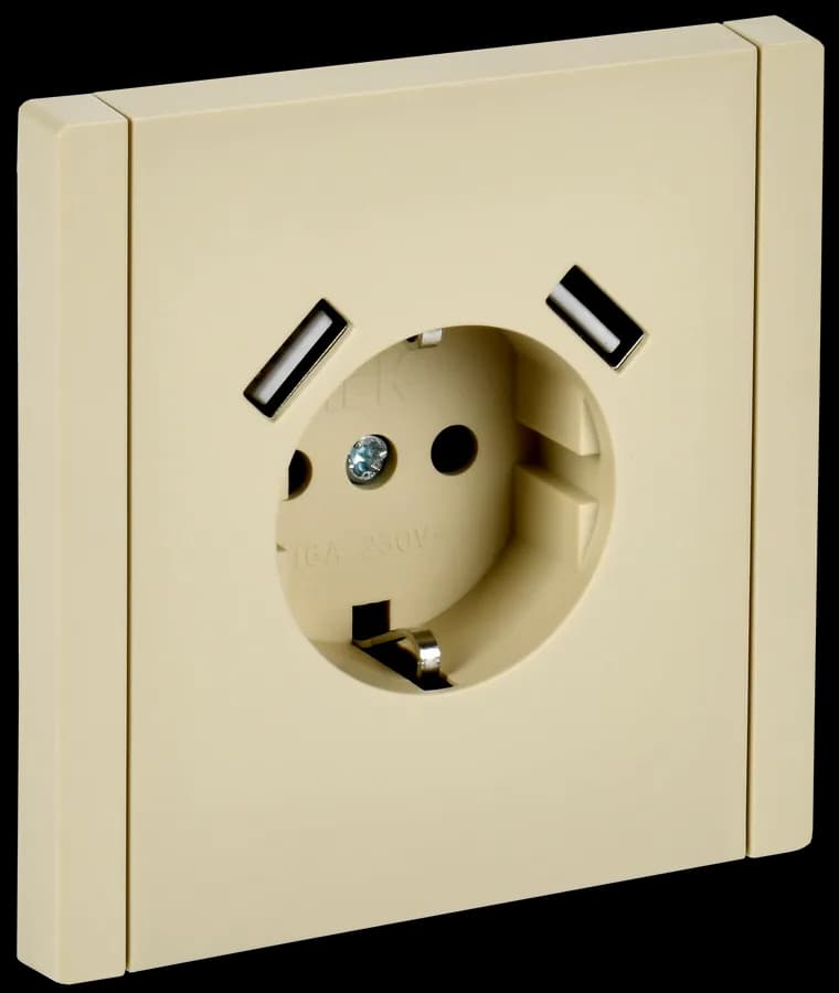 Розетка USB с заземлением и защитными шторками IEK FORTE&PIANO FP-R14-16-U21-D31-K10 (ваниль)