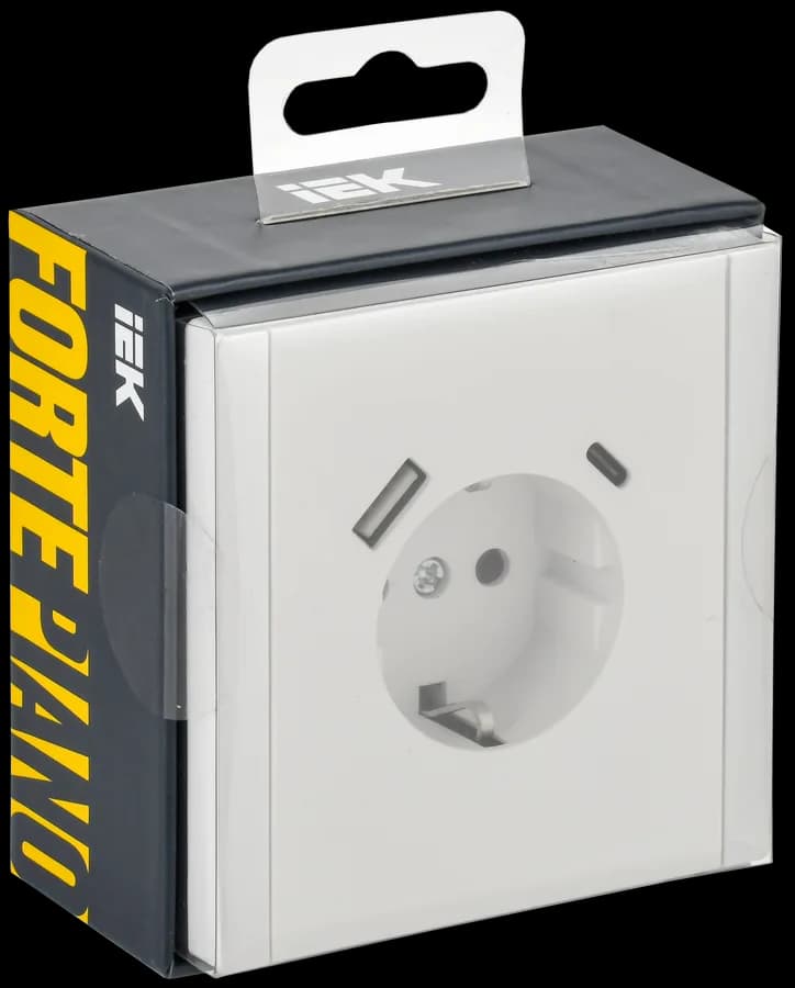 Розетка USB с заземлением и защитными шторками IEK FORTE&PIANO FP-R14-16-U22-018-K01 (белый), фото 2