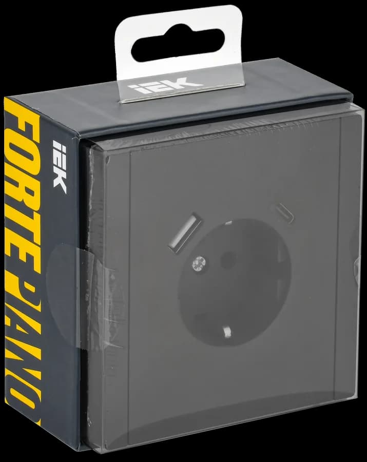 Розетка USB с заземлением и защитными шторками IEK FORTE&PIANO FP-R14-16-U22-018-K02 (черный), фото 2