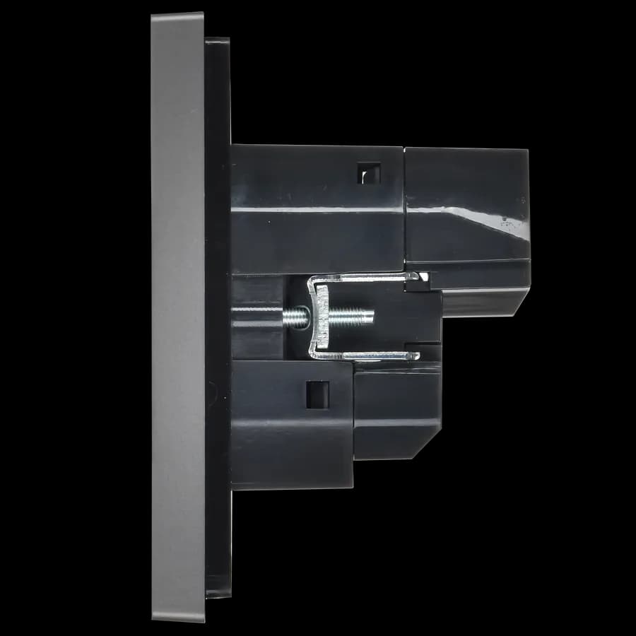 Розетка USB с заземлением и защитными шторками IEK FORTE&PIANO FP-R14-16-U22-018-K46 (сталь), фото 4