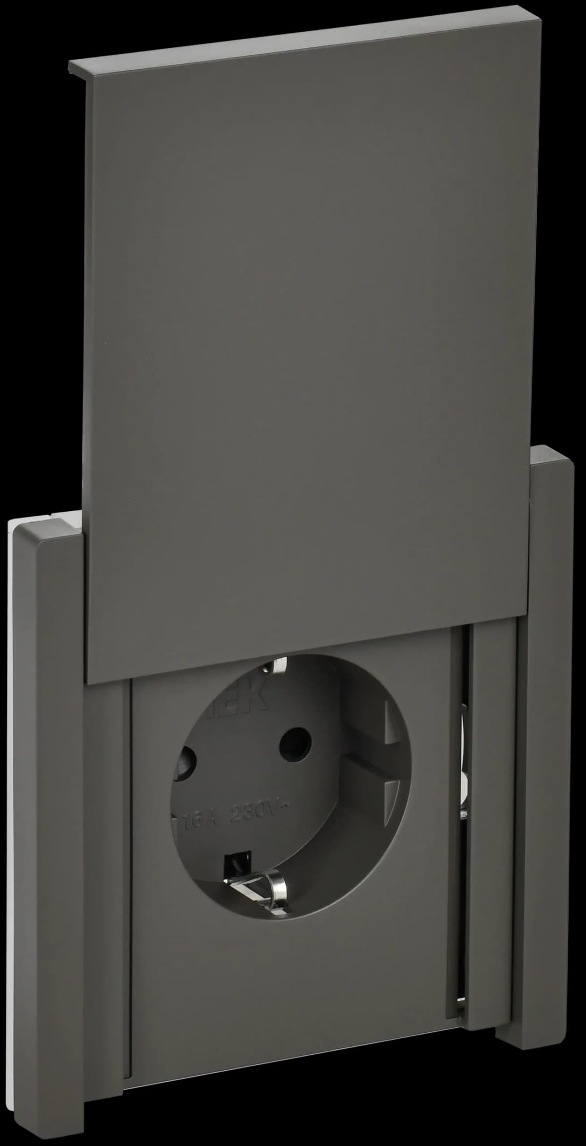 Розетка с заземлением, защитными шторками и крышкой IEK FORTE&PIANO FP-R16-16-1-44-K03 (серый)